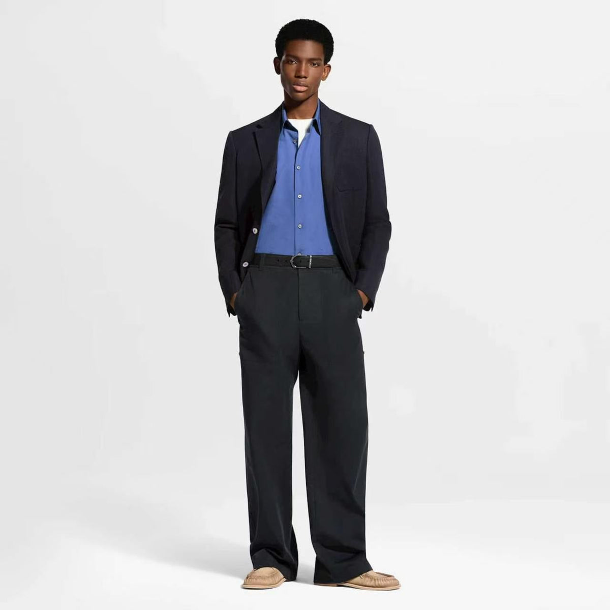 Louis Vuitton Black Front Patch Pocket Wide-Leg Trousers