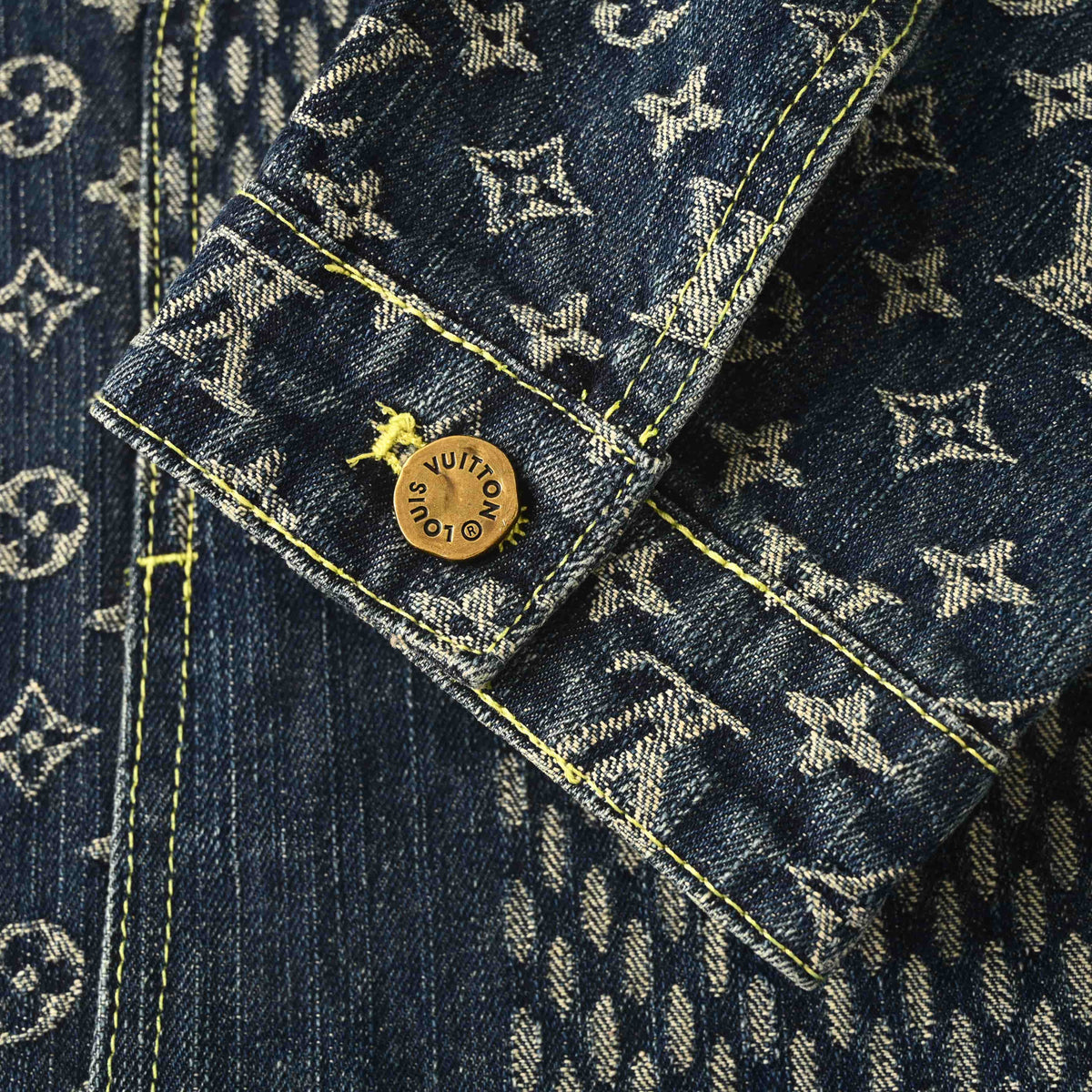 Louis Vuitton Monogram & Checkerboard Patchwork Denim Jacket | Designer Casual Streetwear Layer