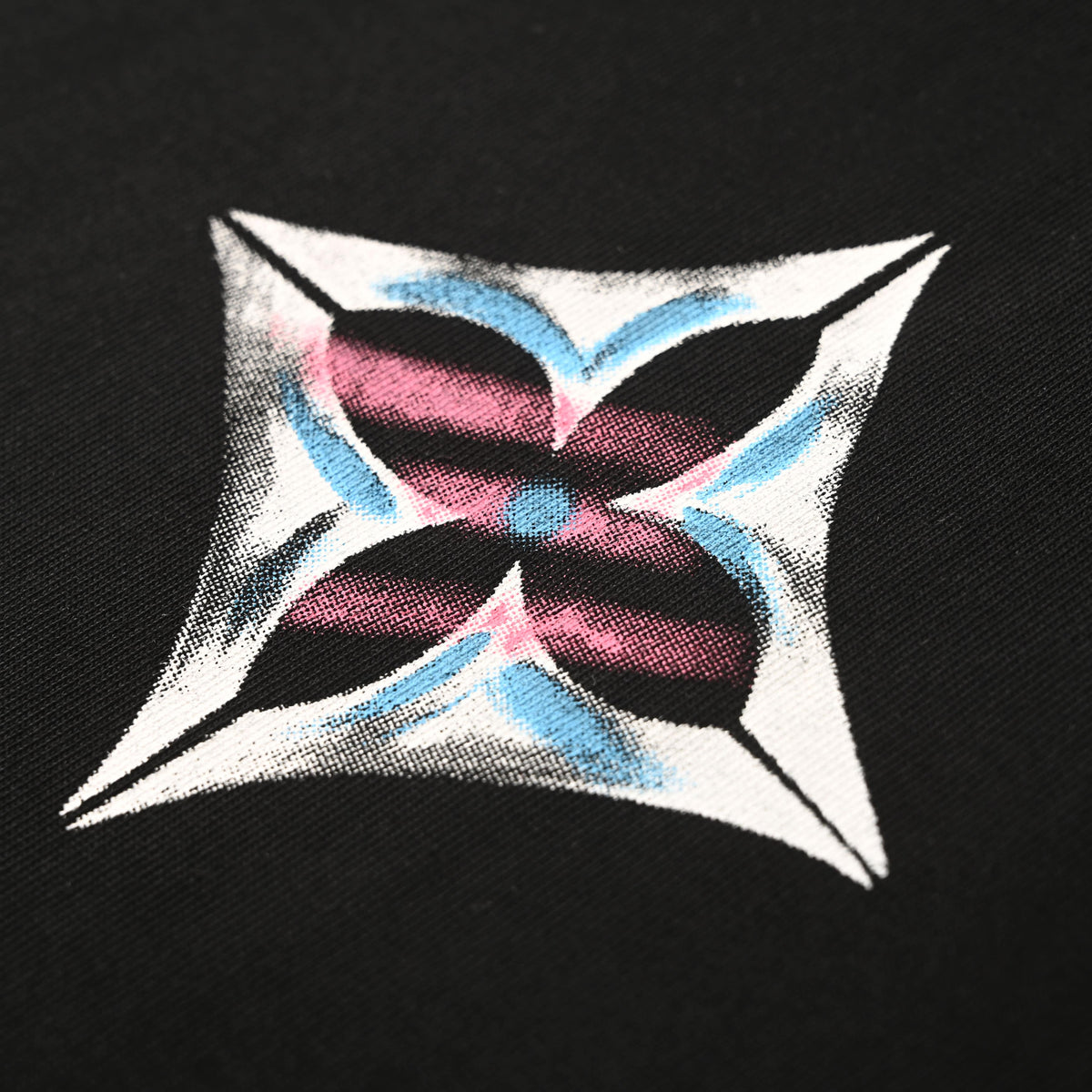 Louis Vuitton Black Monogram Flower Graphic Long-Sleeve T-Shirt, Relaxed Cotton Crewneck with Graffiti-Style Artwork and Statement Back Print