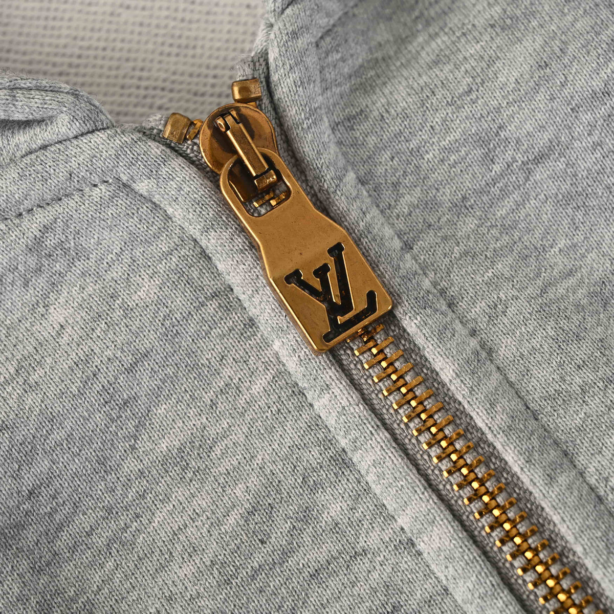 Louis Vuitton Letter Embroidered Zip-Up Hooded Jacket with Pearl-Detail Drawstrings | Designer Streetwear