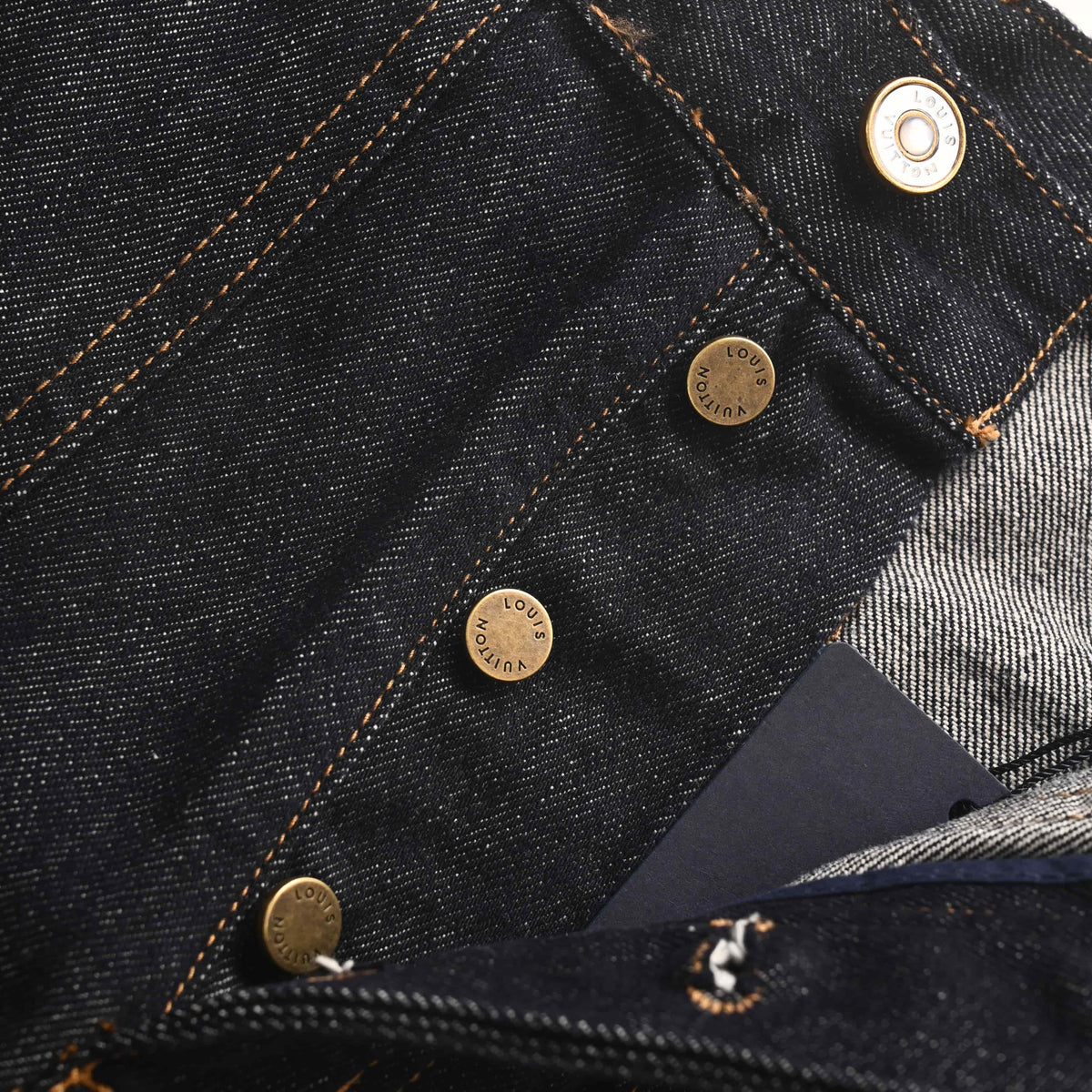 Louis Vuitton Panelled Embroidered Jeans | Full-Length Designer Denim Pants for Statement Casual Streetwear