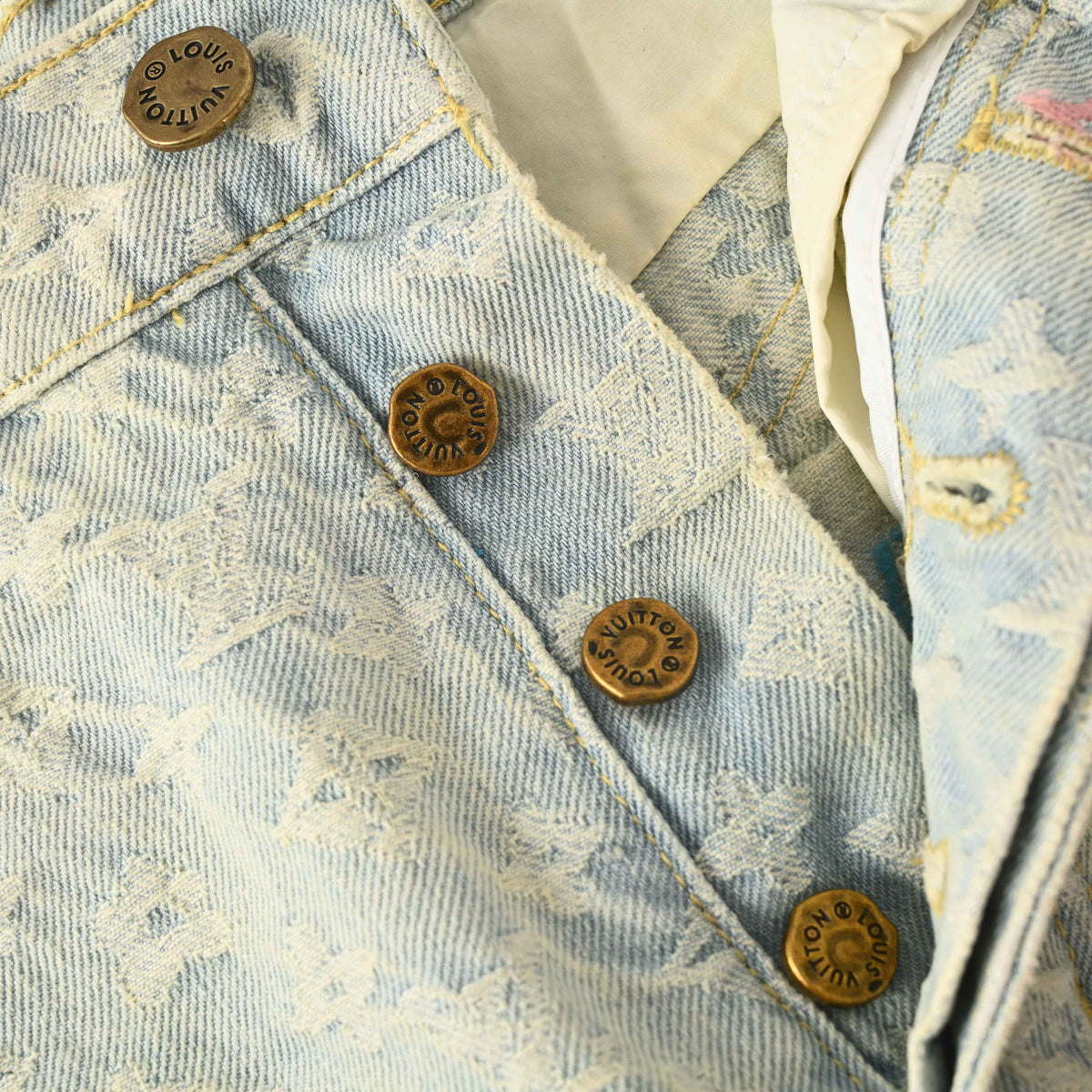 Louis Vuitton Candy Embroidered Jeans - Playful Graphic Denim Pants for Designer Casual Streetwear