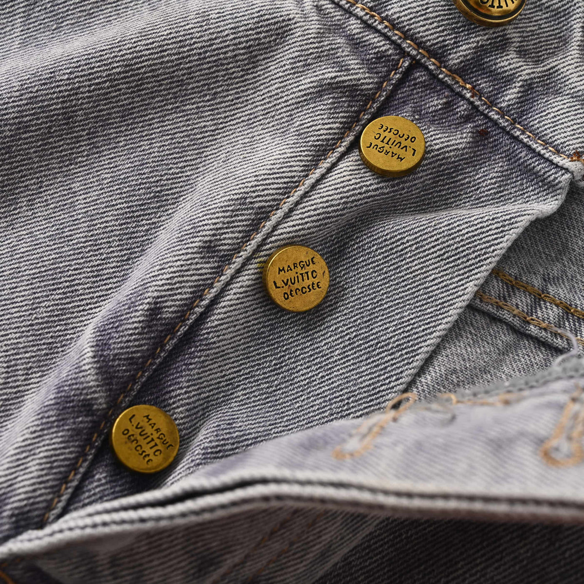 Louis Vuitton Faded Denim Jeans with Leather Patch Pocket | Casual Luxury Wear