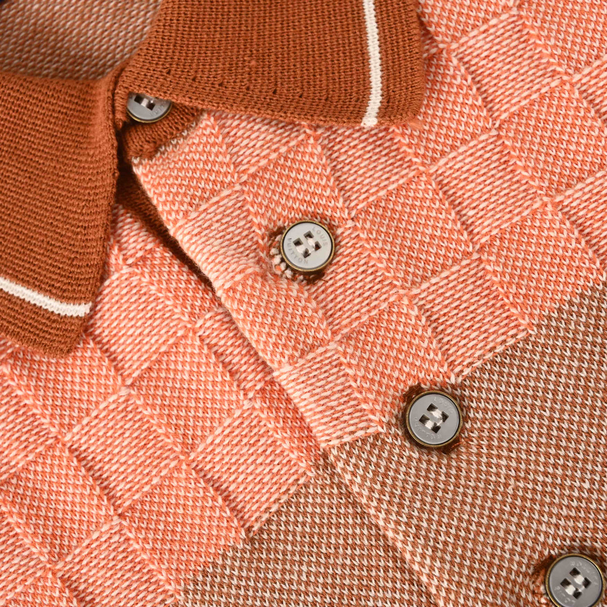 Louis Vuitton Stripe & Checkerboard Knit Polo | Designer Smart Casual