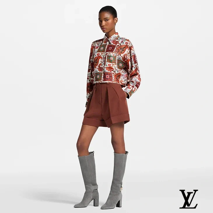 Louis Vuitton Brown Pleated Cuffed Shorts