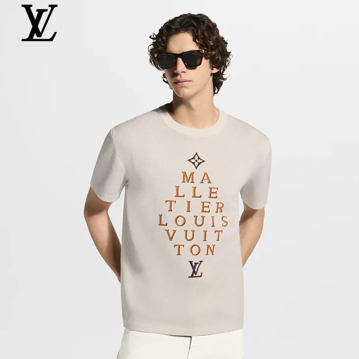 Louis Vuitton Beige Malletier Embroidery Short Sleeve T-Shirt
