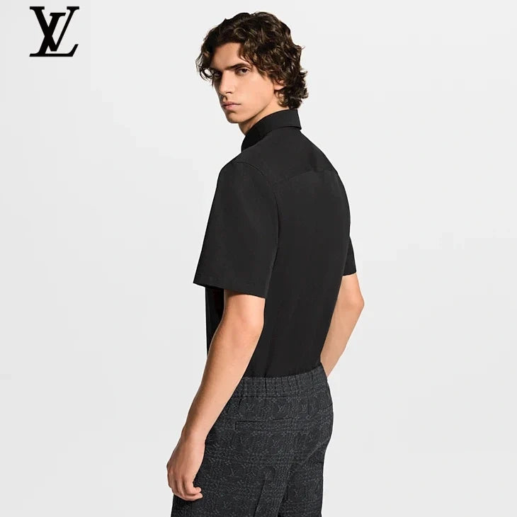 Louis Vuitton Black Monogram Embossed Pocket Short Sleeve Shirt