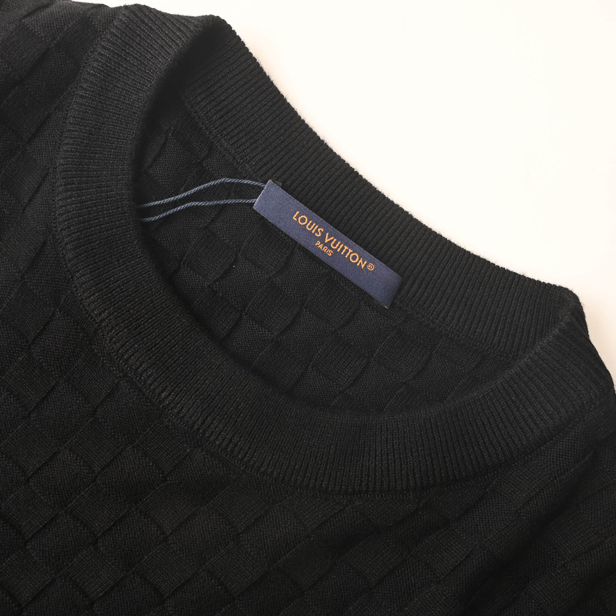 Louis Vuitton Three-Tone Checkerboard Knit Sweater | Wool Crewneck Pullover with Graphic Geometric Style