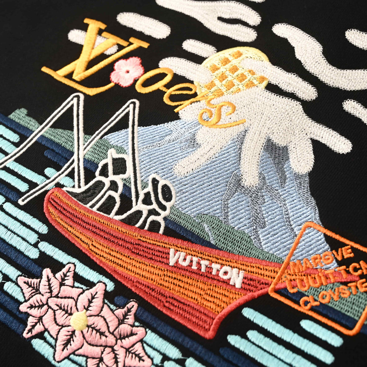 Louis Vuitton Mount Fuji & Boat Embroidered Crewneck Sweatshirt – Designer Casual Streetwear