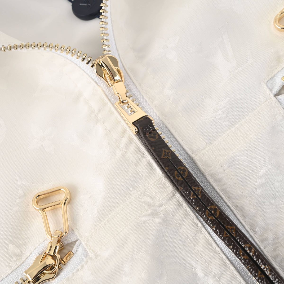 Louis Vuitton White Hooded Windbreaker Jacket, Lightweight Relaxed-Fit Zip-Up with Utility Details for Designer Streetwear