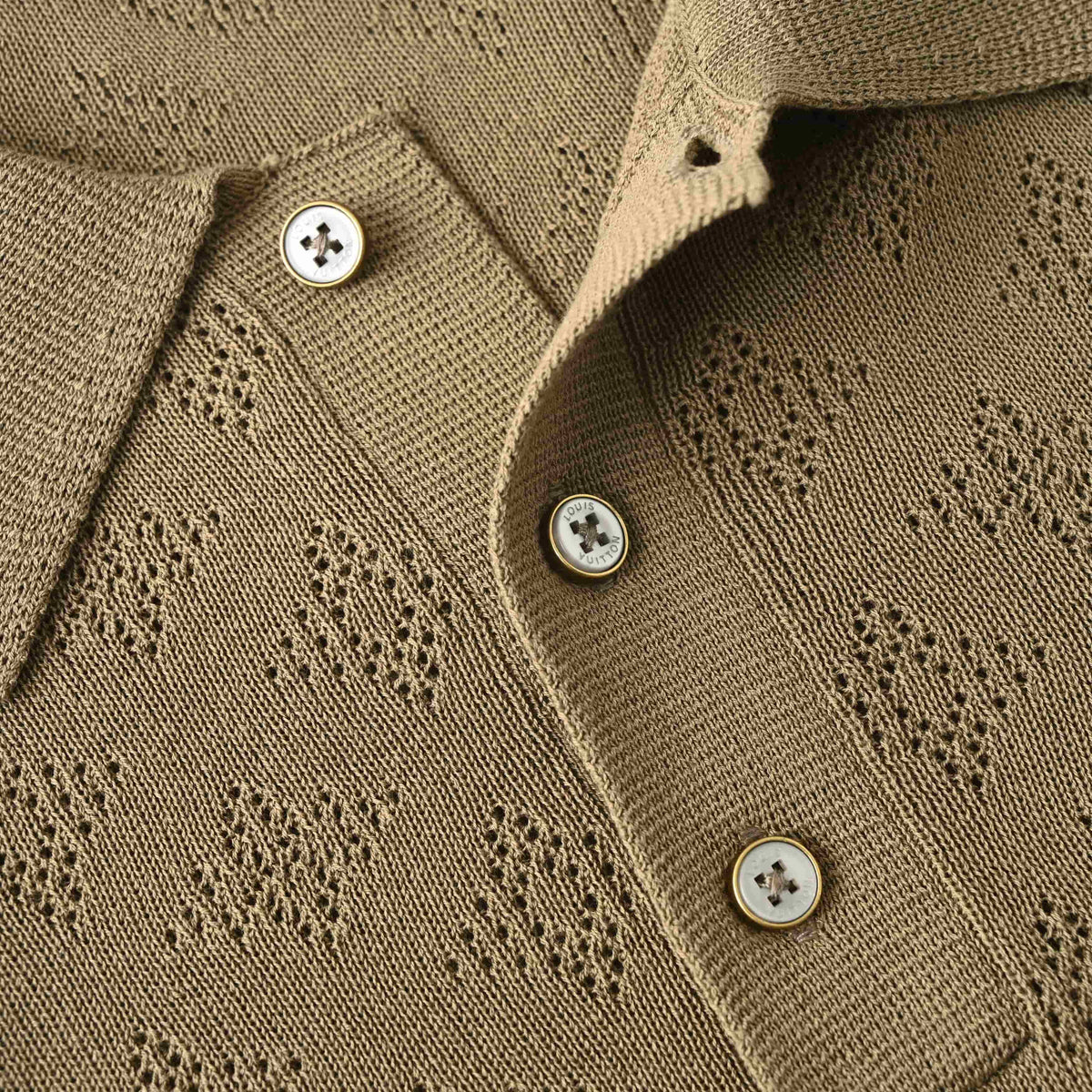 Louis Vuitton Taupe Monogram Openwork Polo | Luxury Smart Casual Knitwear