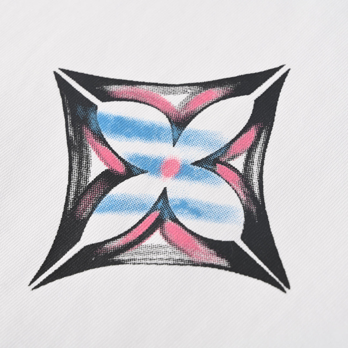 Louis Vuitton White Graffiti Flower Long-Sleeve T-Shirt, Relaxed Cotton Graphic Tee with Pink and Blue Monogram Artwork and Oversized Back Print