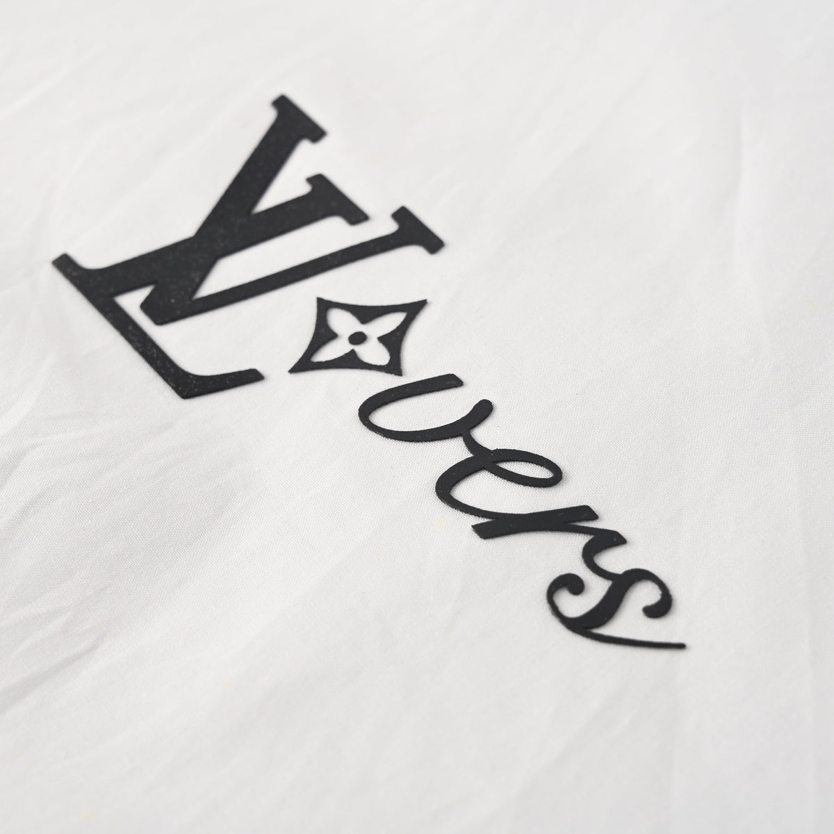 Louis Vuitton White Lovers Logo Shirt in Smooth Rayon Poplin, Unisex Long-Sleeve Button-Up with Concealed Placket and Point Collar
