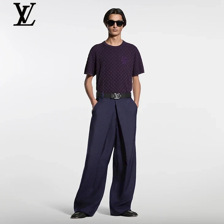 Louis Vuitton Purple Damier Knit Short Sleeve T-Shirt