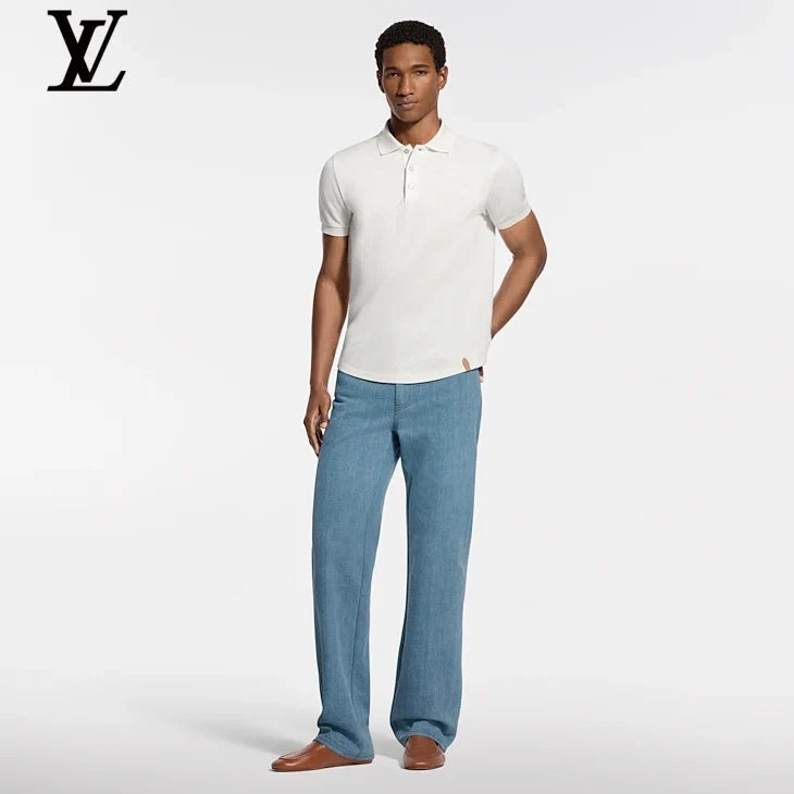 Louis Vuitton White Textured Short Sleeve Polo