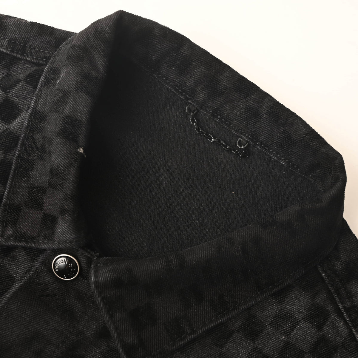 Louis Vuitton Flocked Checkerboard Denim Jacket with Mosaic Panel Detailing | Designer Statement Streetwear