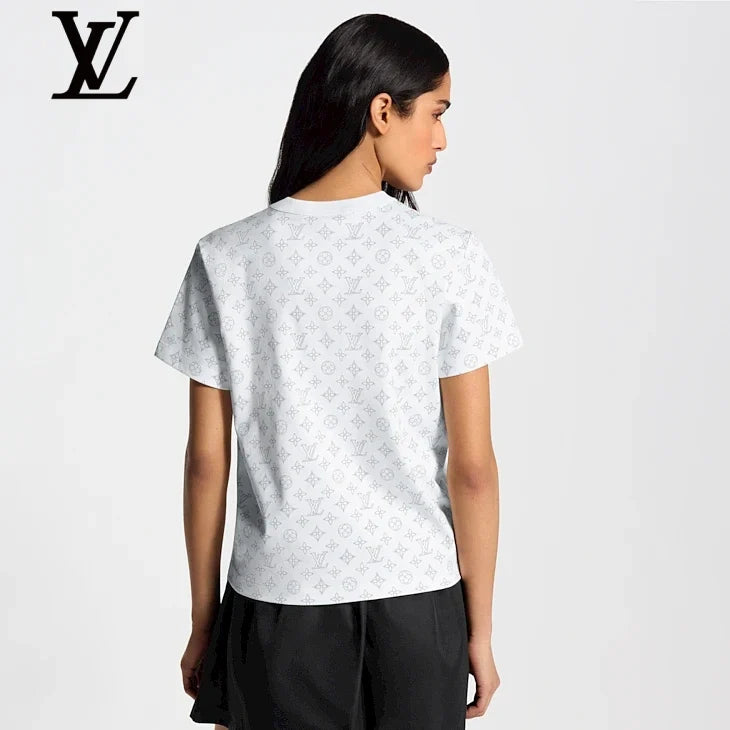 Louis Vuitton White Rhinestone Monogram Short-Sleeve T-Shirt