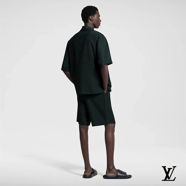 Louis Vuitton Dark Green Jacquard Pleated Shorts