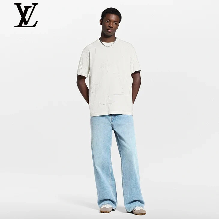 Louis Vuitton White Embossed Monogram Short Sleeve T-Shirt