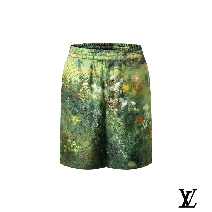 Louis Vuitton Green Floral Monogram Print Shorts