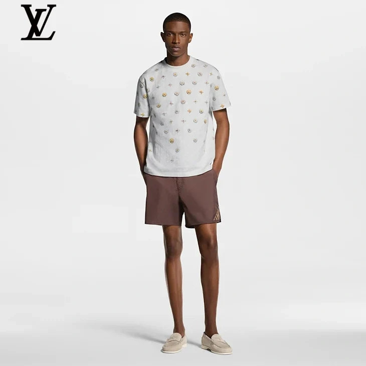 Louis Vuitton White Floral & Monogram Print Crew Neck Short Sleeve T-Shirt