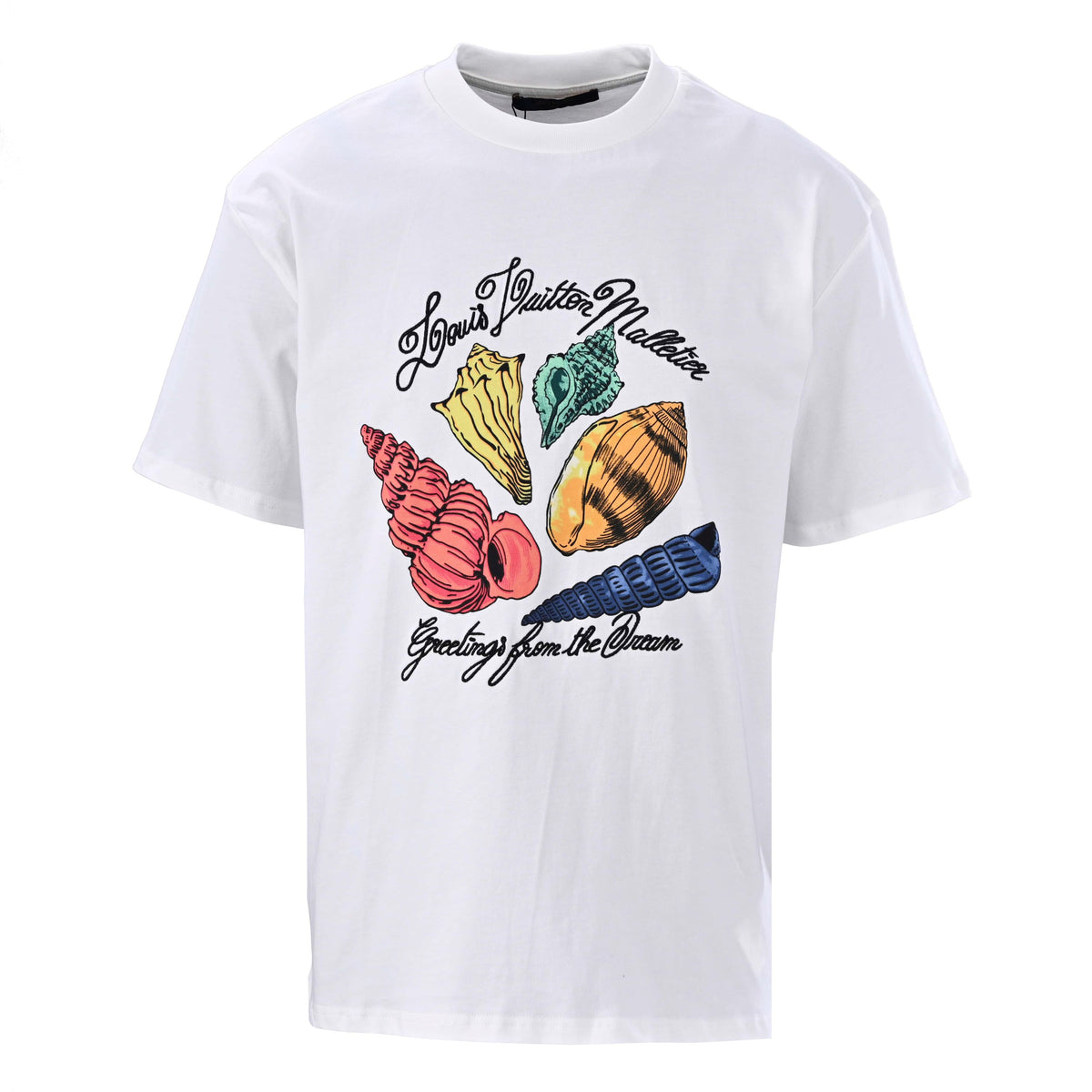 Louis Vuitton Seashell Letter Print Crew-Neck Short-Sleeve T-Shirt | Luxury Casual