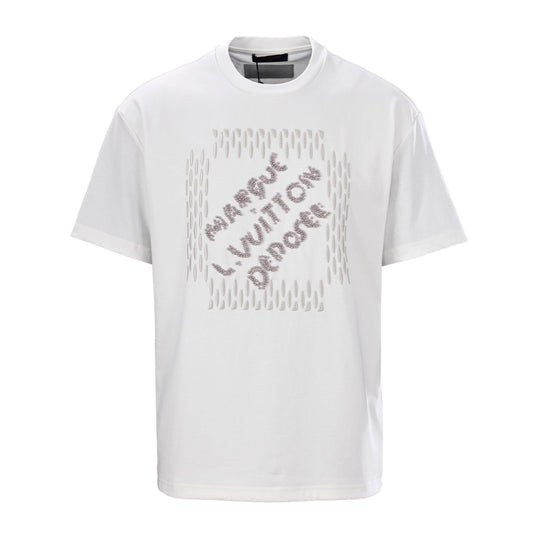 Louis Vuitton Three-Color Beaded Embroidery T-Shirt | Designer Casual Luxe