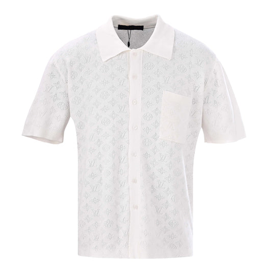 Louis Vuitton Cutout Tonal-Pattern Short-Sleeve Shirt | Premium Summer Style