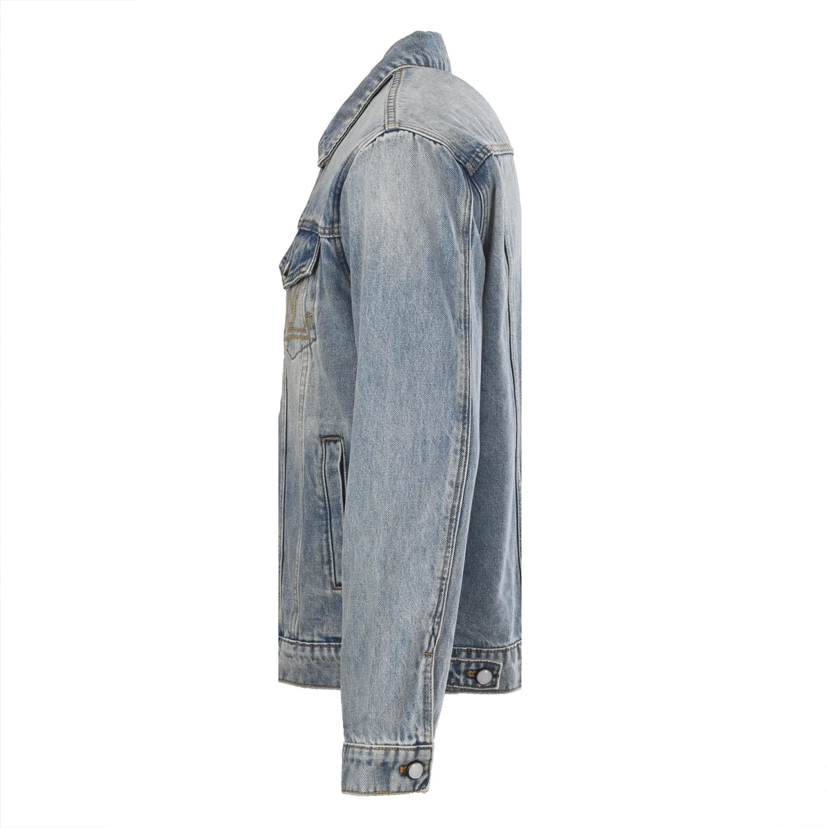 Louis Vuitton Truck Motif Denim Jacket - Faded Wash Embroidered Cotton Designer Streetwear Outerwear