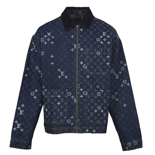 Louis Vuitton All-Over Monogram Jacquard Denim Jacket with Pockets | Luxury Designer Jean Outerwear & Streetwear