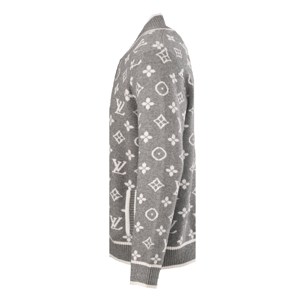 Louis Vuitton All-Over Monogram Jacquard Zip-Up Cardigan | Dual-Zip Designer Knitwear Sweater