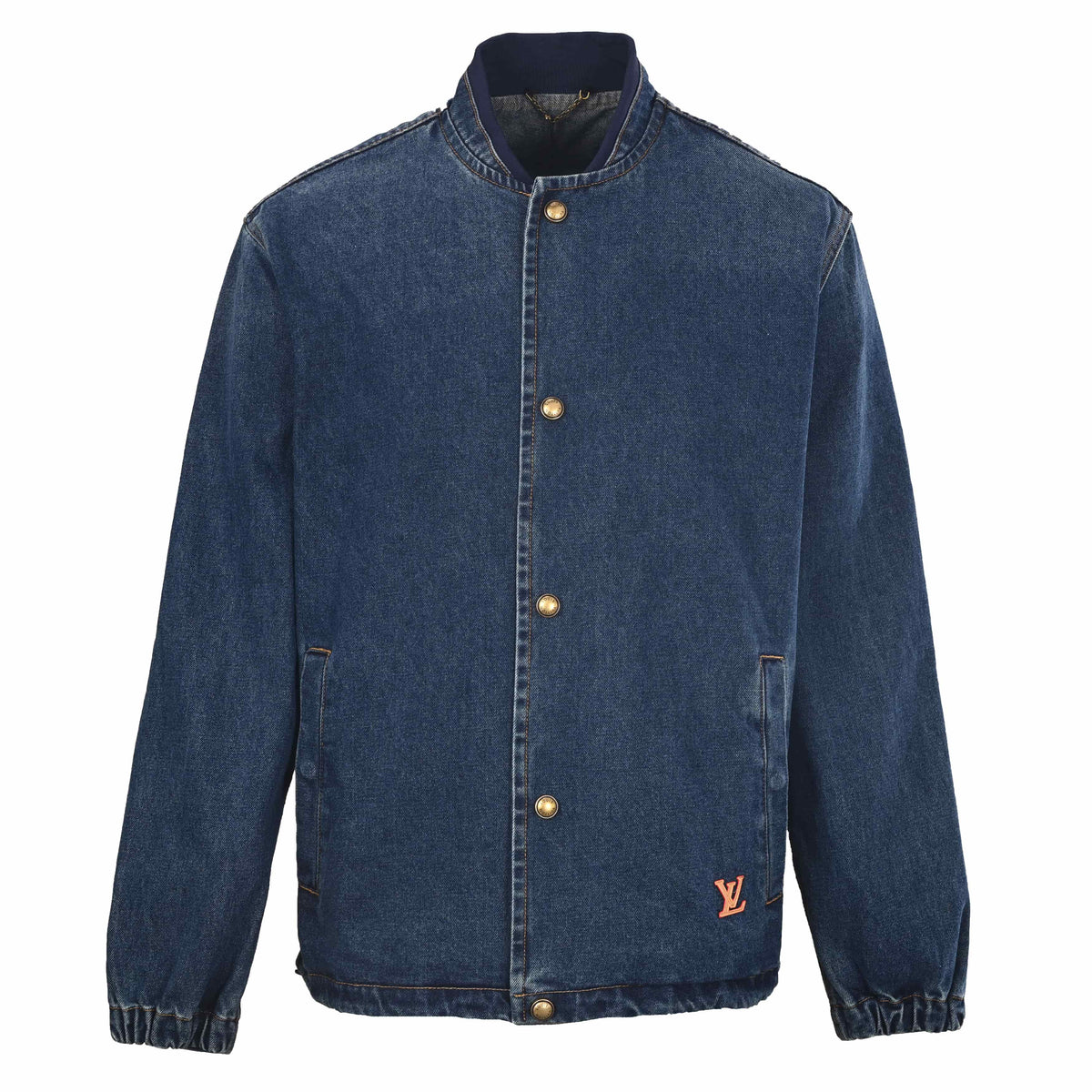 Louis Vuitton Denim Coach Jacket with Baseball Collar | Designer Jean Outerwear for Casual Streetwear