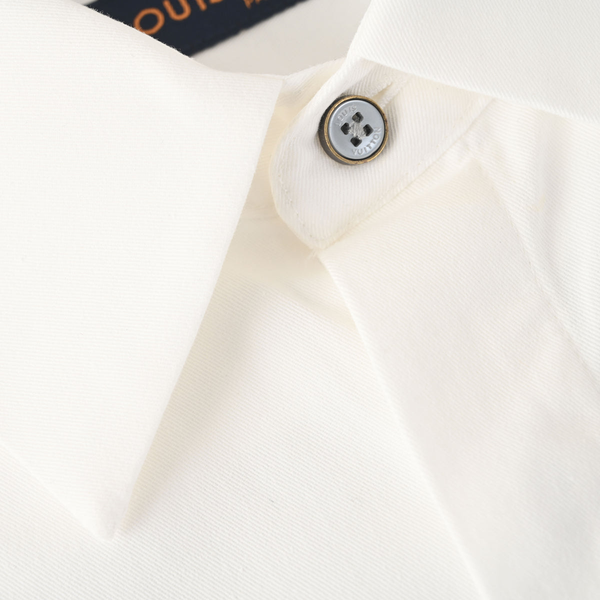 Louis Vuitton White Long Sleeve Shirt with Monogram Embossed Pocket, Minimalist Designer Smart Casual Button-Up