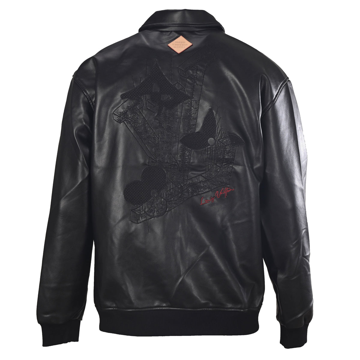 Louis Vuitton Triple Flower Embroidered Collared Leather Jacket | Luxury Outerwear & Designer Street Style