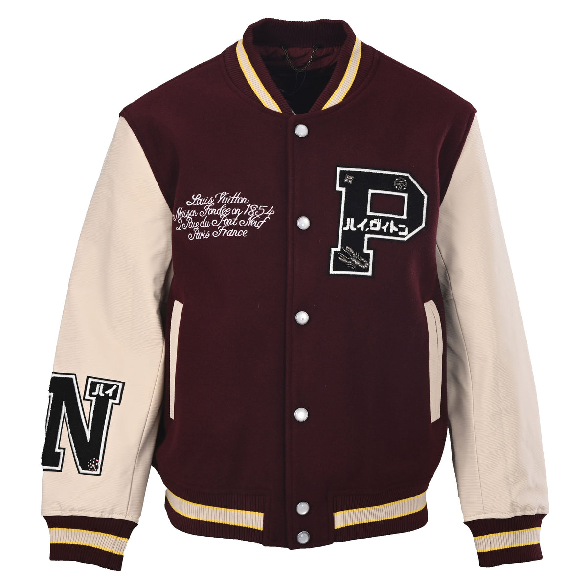 Louis Vuitton Embroidered Letter Logo Baseball Jacket | Collegiate Varsity Outerwear for Designer Streetwear