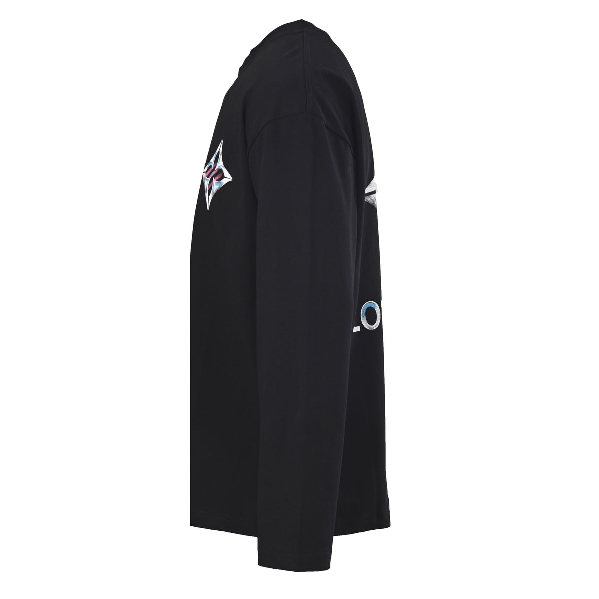 Louis Vuitton Black Monogram Flower Graphic Long-Sleeve T-Shirt, Relaxed Cotton Crewneck with Graffiti-Style Artwork and Statement Back Print