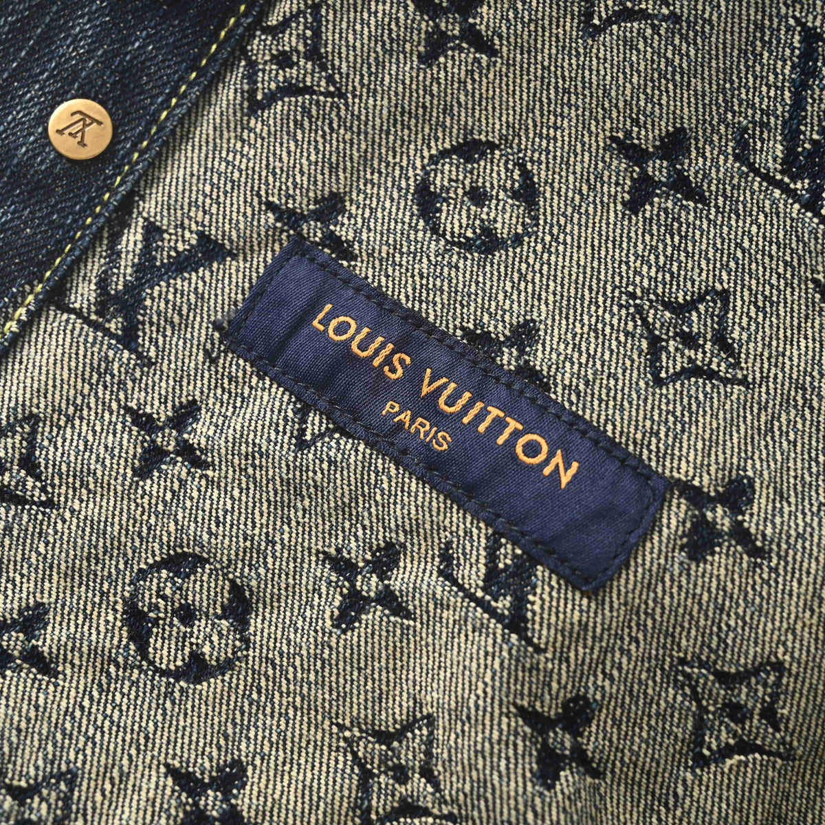 Louis Vuitton Monogram & Checkerboard Patchwork Denim Jacket | Designer Casual Streetwear Layer
