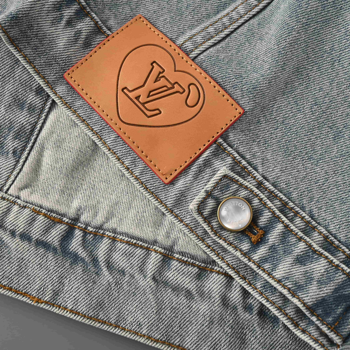 Louis Vuitton Embroidered Denim Skate Jacket with Leather Detailing & Statement Hardware | Designer Streetwear