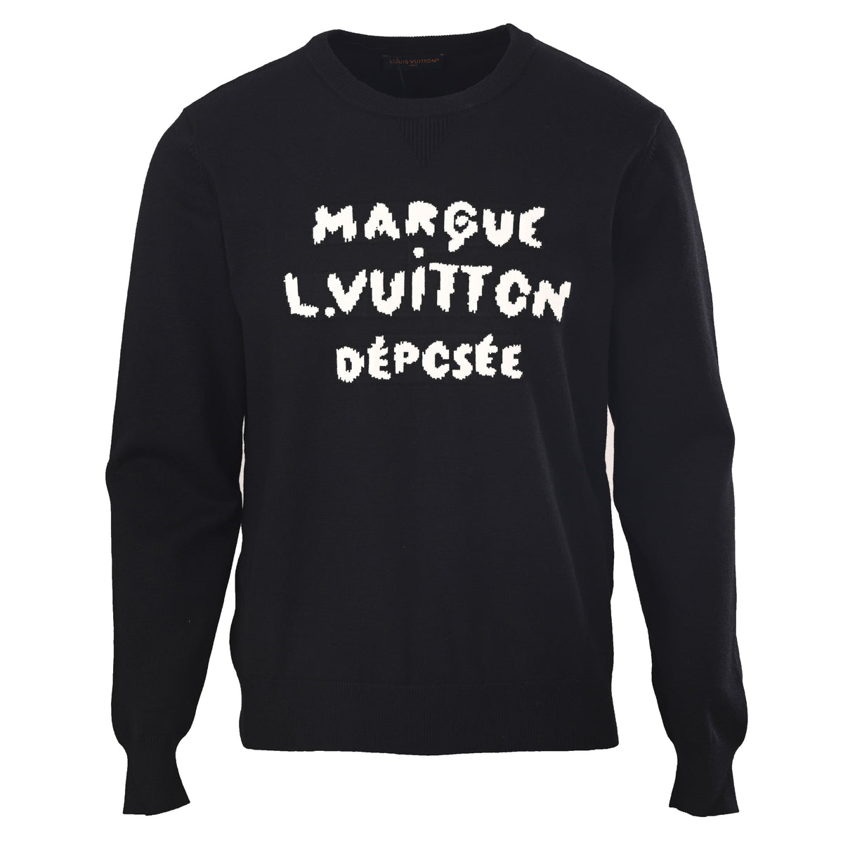 Louis Vuitton Light Blue Monogram Lettering Jacquard Sweater - Designer Patterned Knitwear for Smart Casual Styling