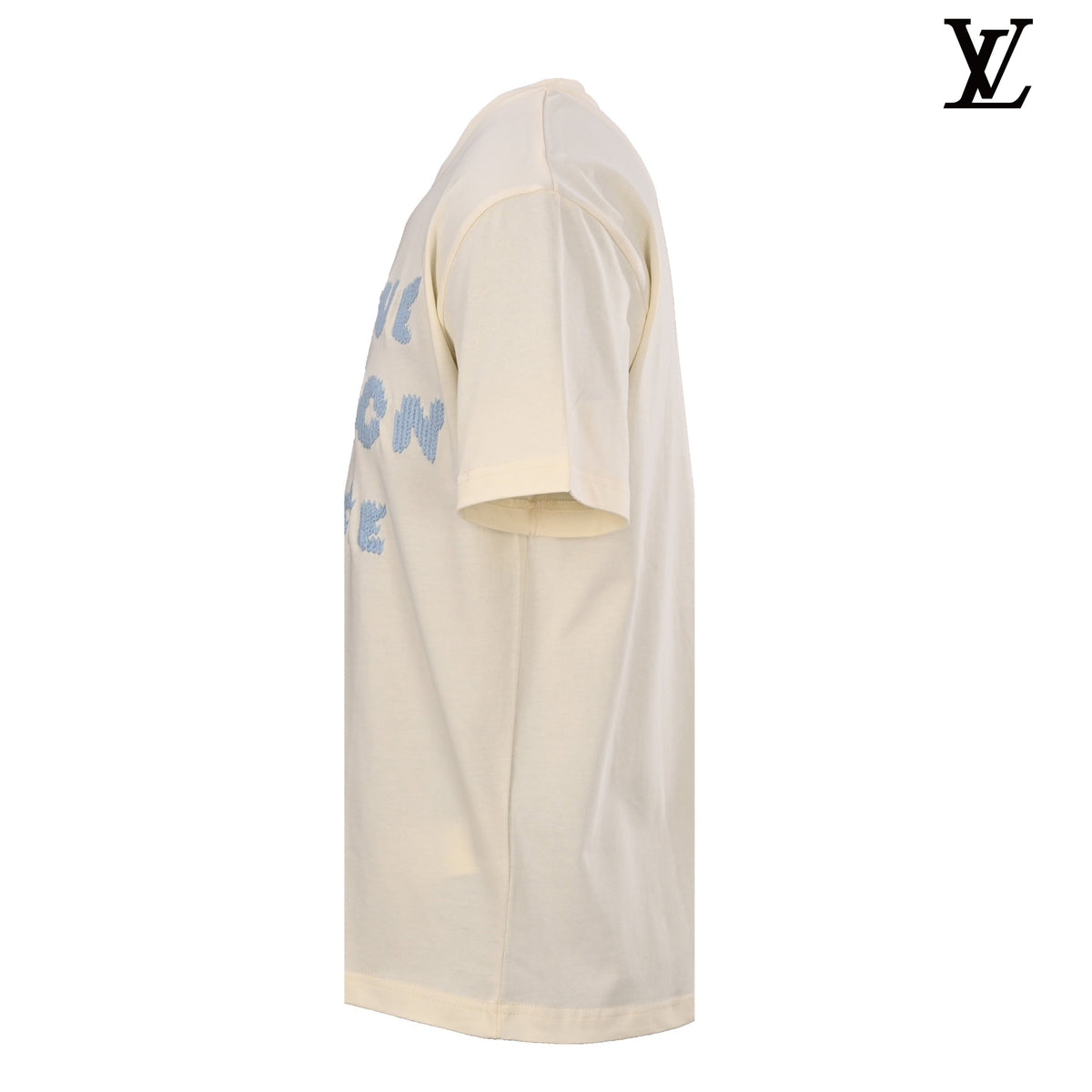 Louis Vuitton Cream Blue 3D Letter Logo Short-Sleeve T-Shirt