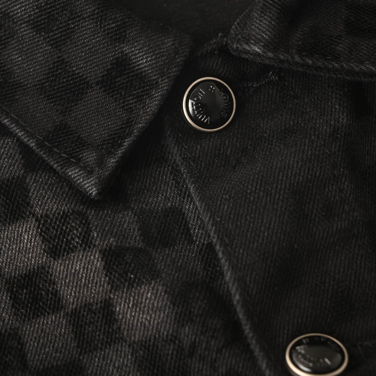Louis Vuitton Flocked Checkerboard Denim Jacket with Mosaic Panel Detailing | Designer Statement Streetwear