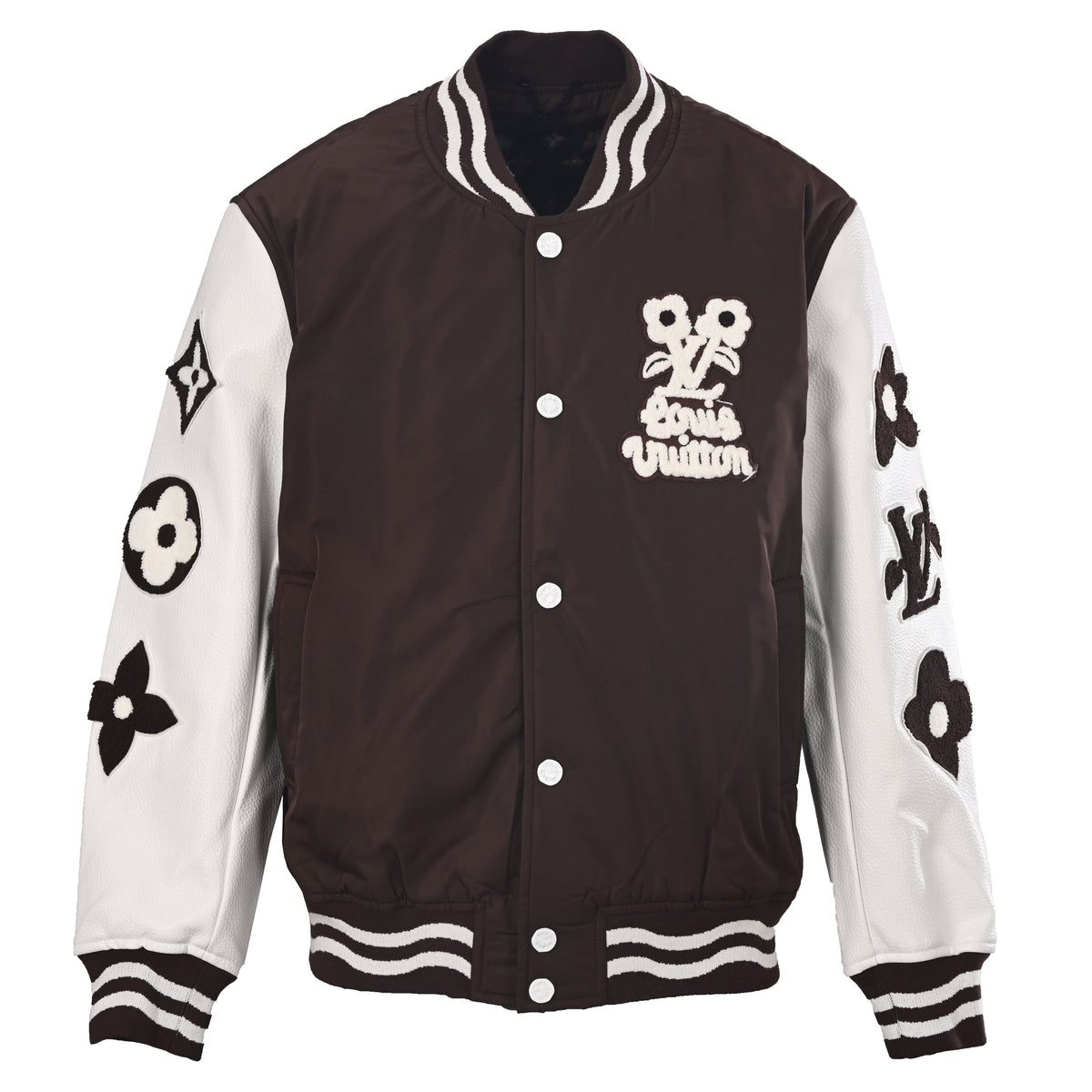 Louis Vuitton x Tyler Floral Chenille Embroidered Baseball Jacket | Designer Varsity Outerwear with Botanical Detail