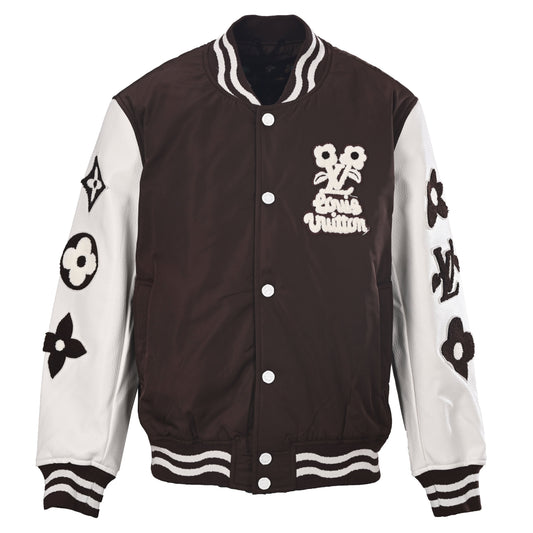 Louis Vuitton x Tyler Floral Chenille Embroidered Baseball Jacket | Designer Varsity Outerwear with Botanical Detail