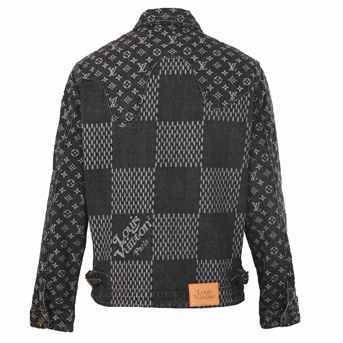 Louis Vuitton Checkerboard Monogram Panelled Denim Jacket | Long Sleeve Designer Streetwear