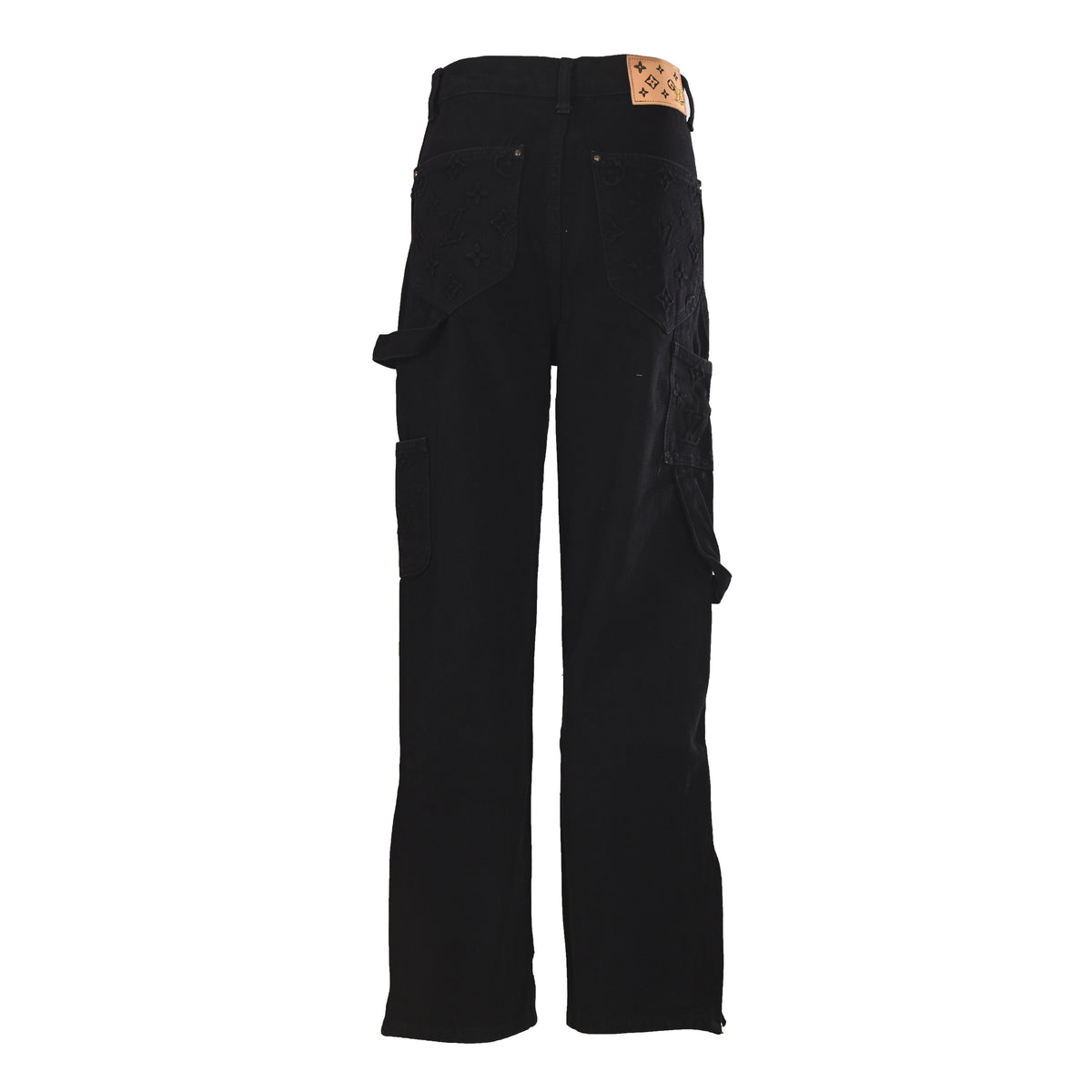 Louis Vuitton Embossed Monogram Cargo Jeans - Full-Length Utility Denim Pants for Designer Workwear Streetwear Styling
