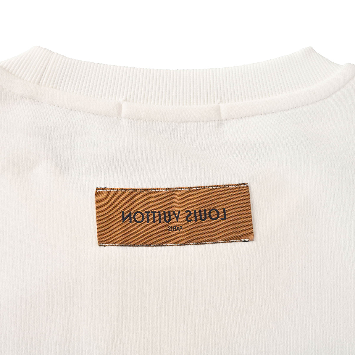 Louis Vuitton Silicone Badge Crewneck Sweatshirt - Small Logo Designer Pullover with Understated Casual Streetwear Style