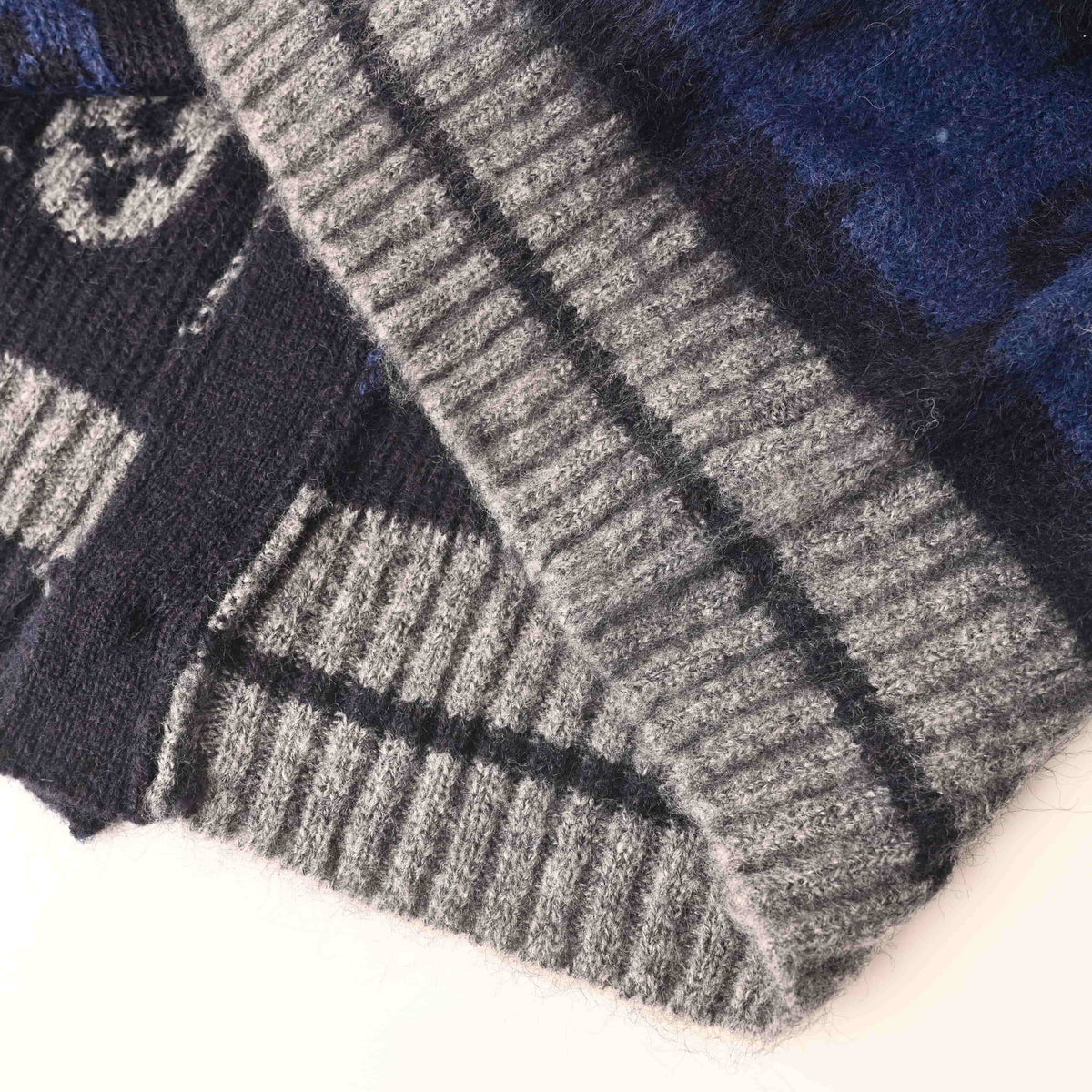 Louis Vuitton Contrast Monogram Jacquard Mohair Cardigan | Designer Knit Sweater for Statement Streetwear