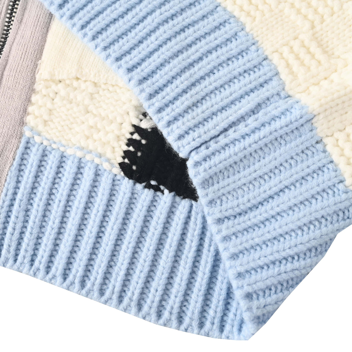 Louis Vuitton Colorblock Knit Sweater Jacket with Embroidered Logo | Designer Knitwear & Modern Streetwear Layering