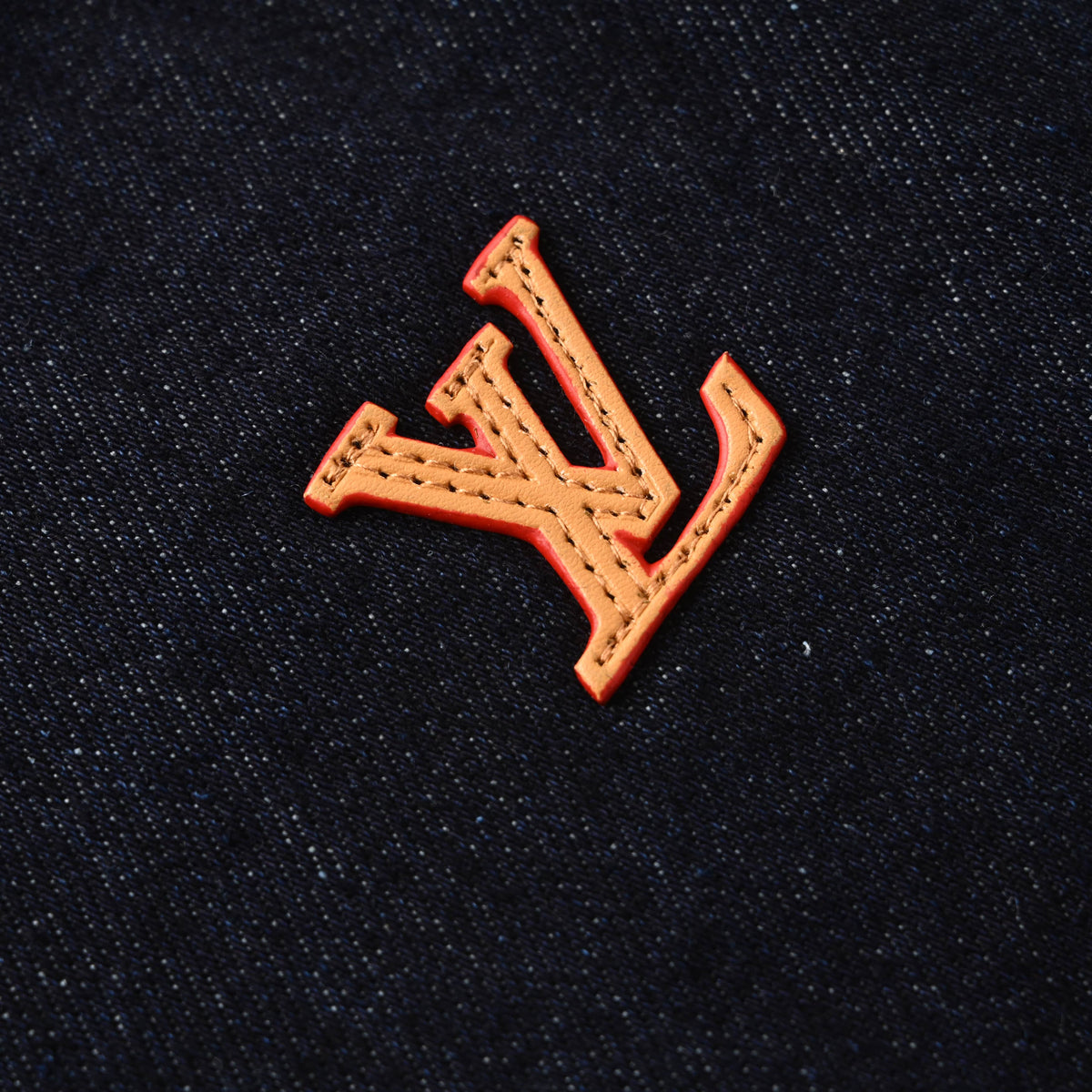 Louis Vuitton Dark Indigo Denim Shorts | Leather Logo Designer Streetwear