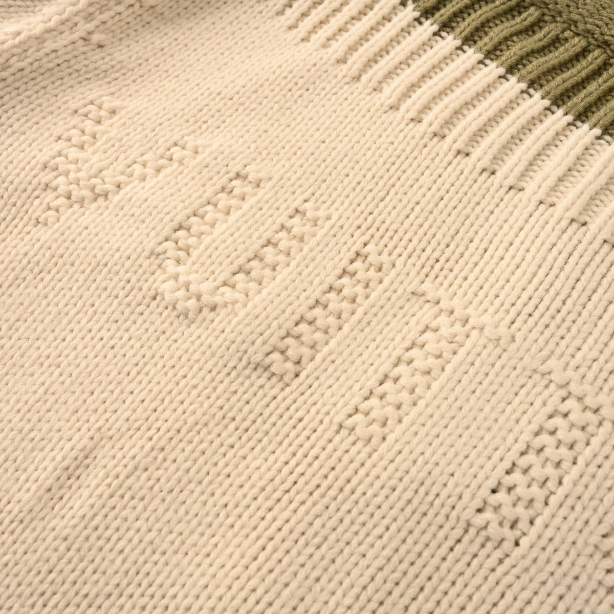 Louis Vuitton Cream Merino Wool-Blend Zip-Up Cardigan with Leather Logo Patch, Chunky Knit Sweater Jacket and Contrast Stand Collar